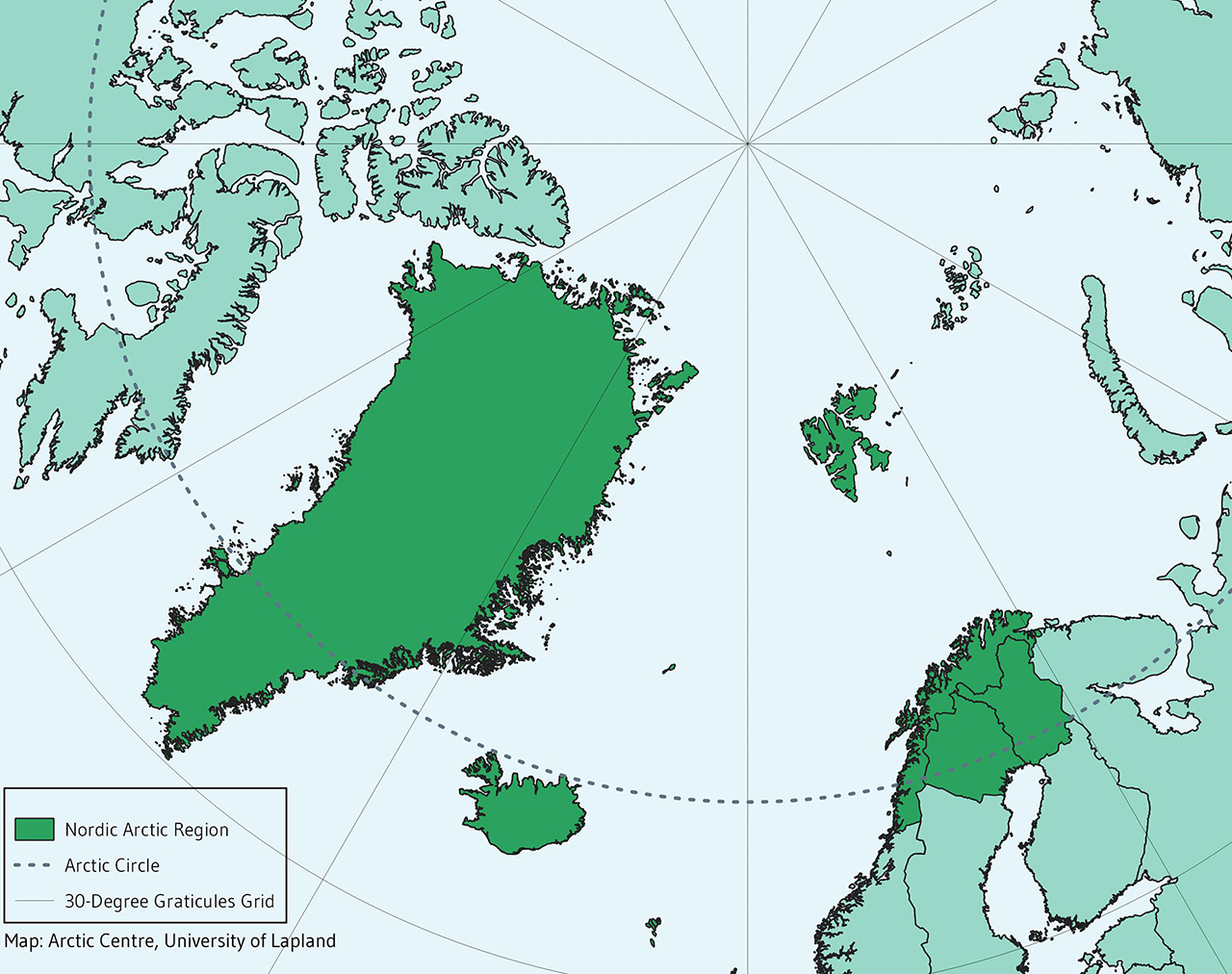 Pohjoismaiden arktiset alueet -kartta