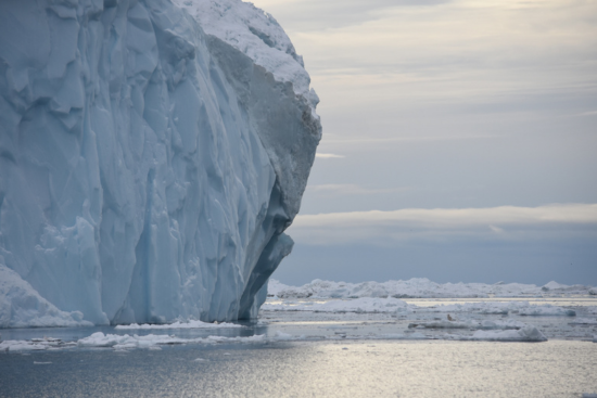 Iceberg and open sea water.