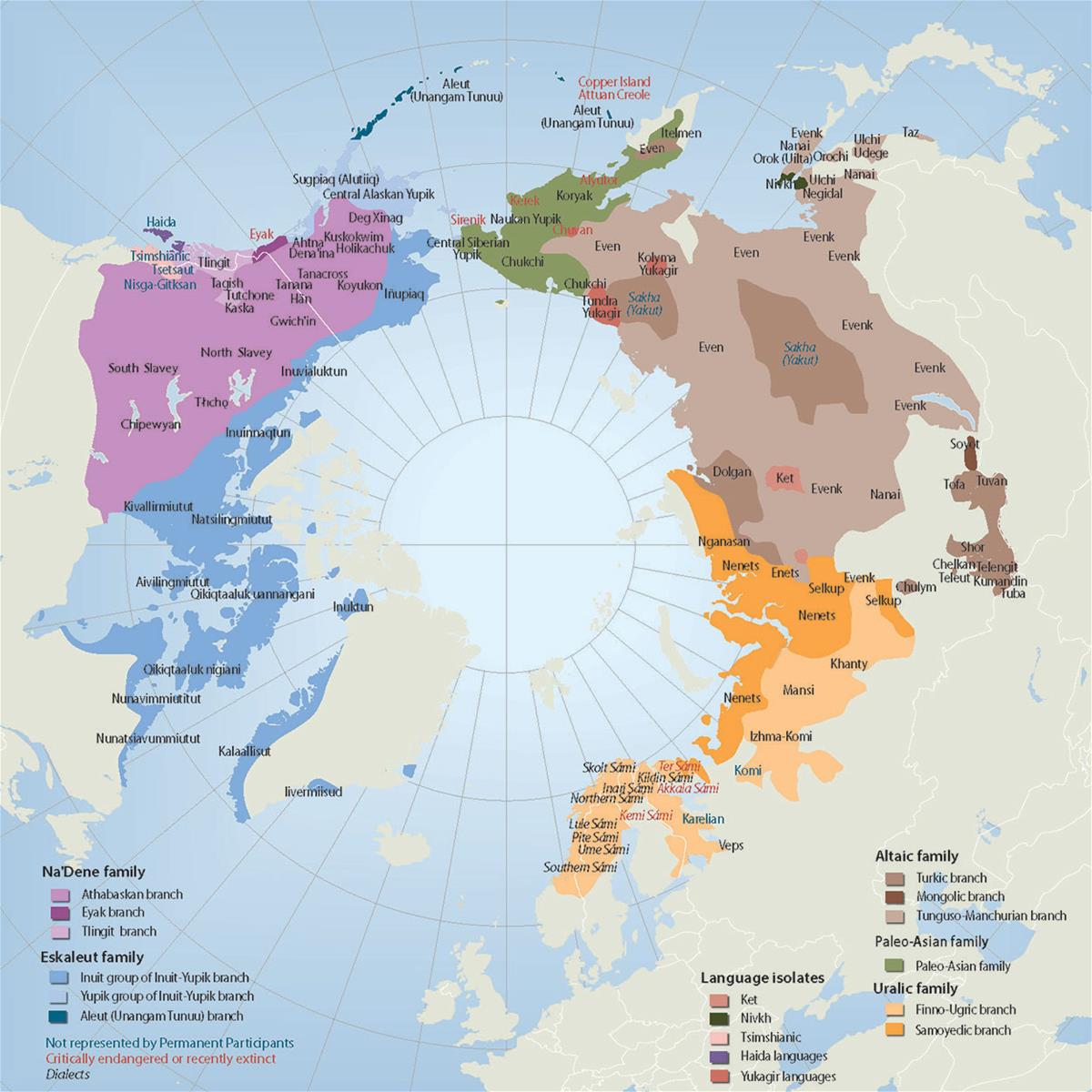 Arctic Indigenous Peoples Map Indigenous Peoples Of The Arctic Based On Linguistic Groups