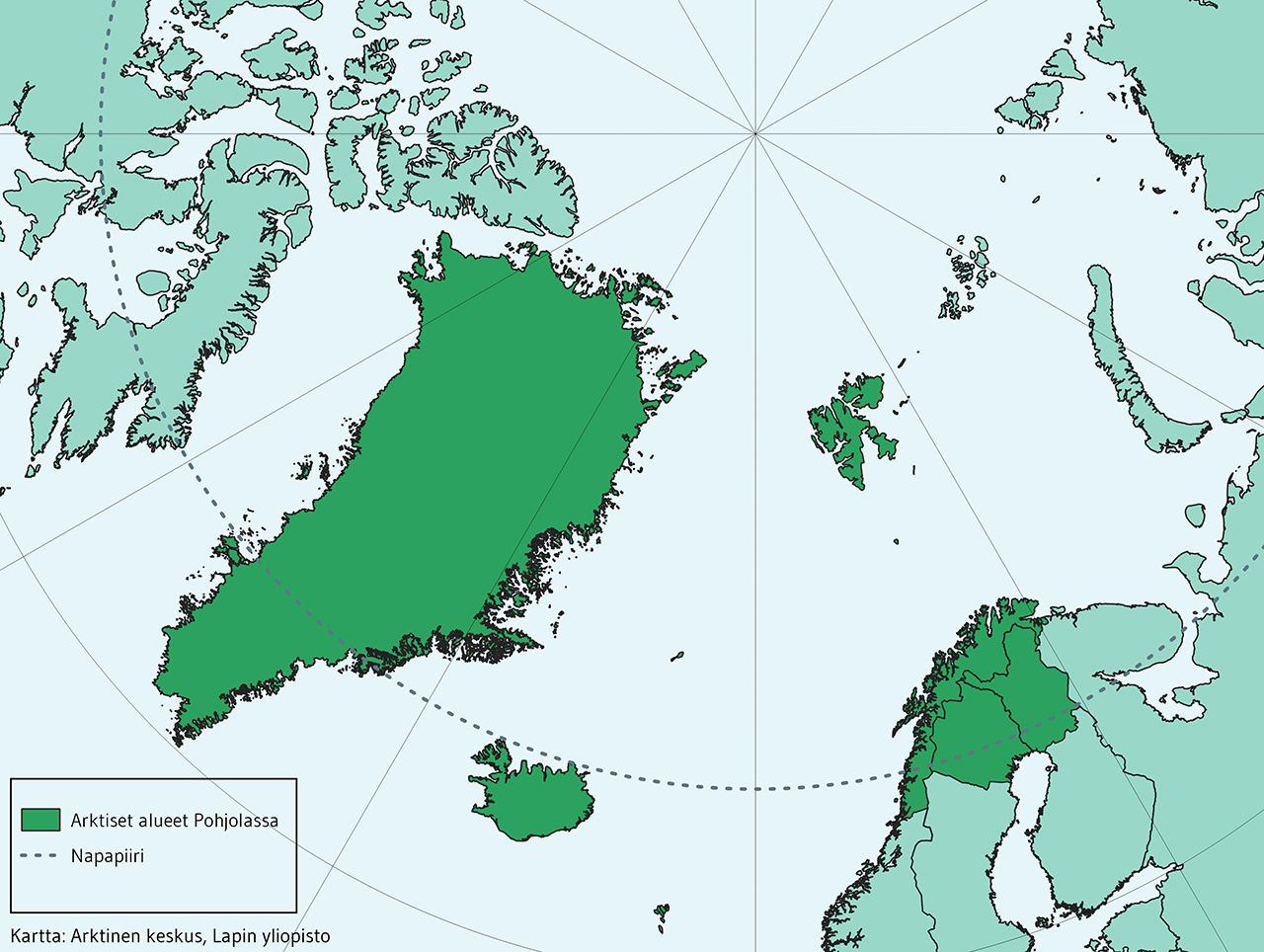 Pohjoismaiden arktiset alueet -kartta