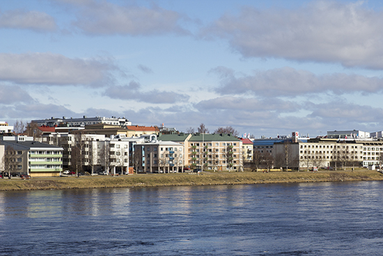Rovaniemi centre looking from the Eastern bank of the Kemijoki river